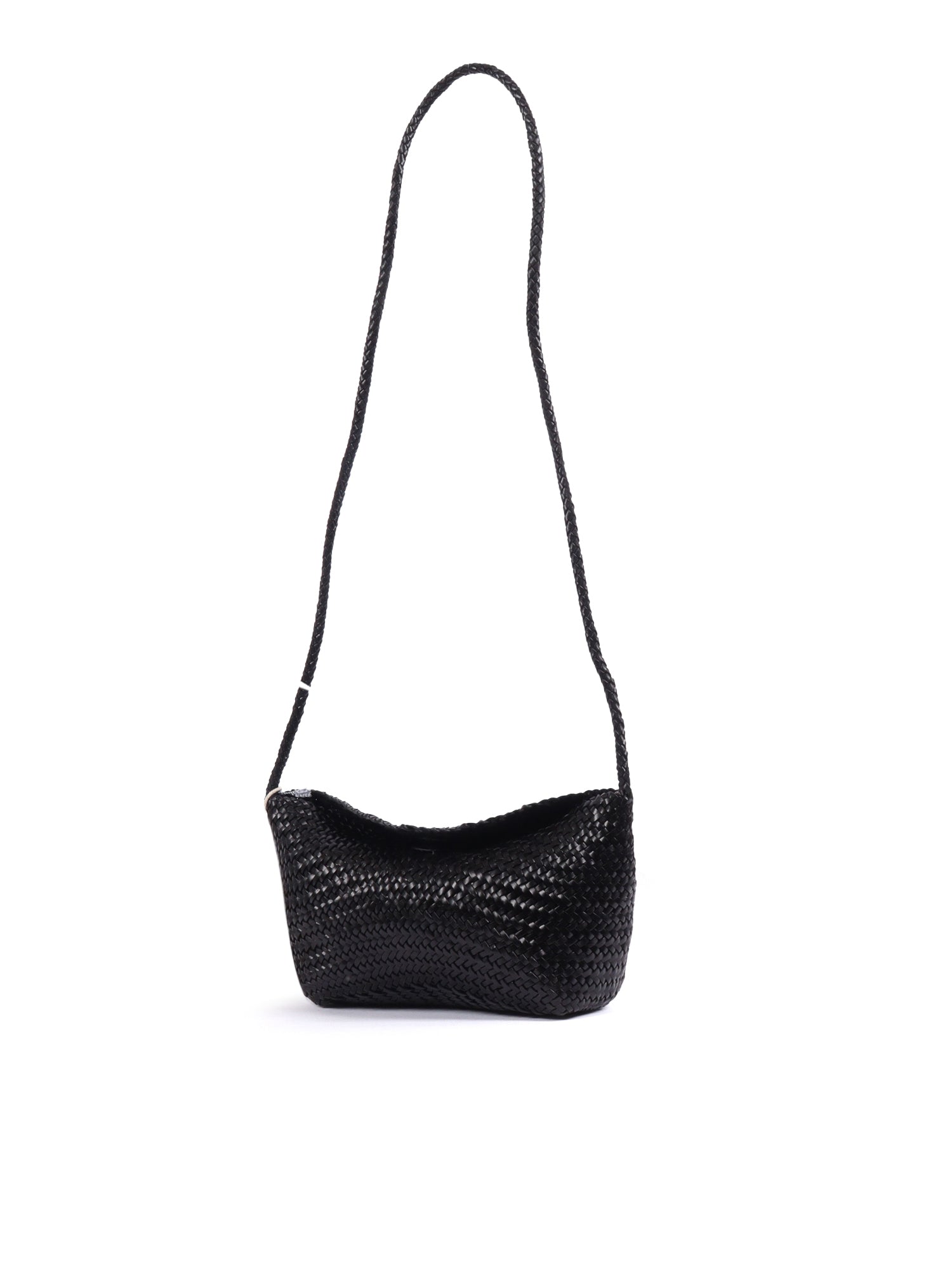 CORSINA DIAGONAL WEAVE Black Calf Leather Shoulder Bag