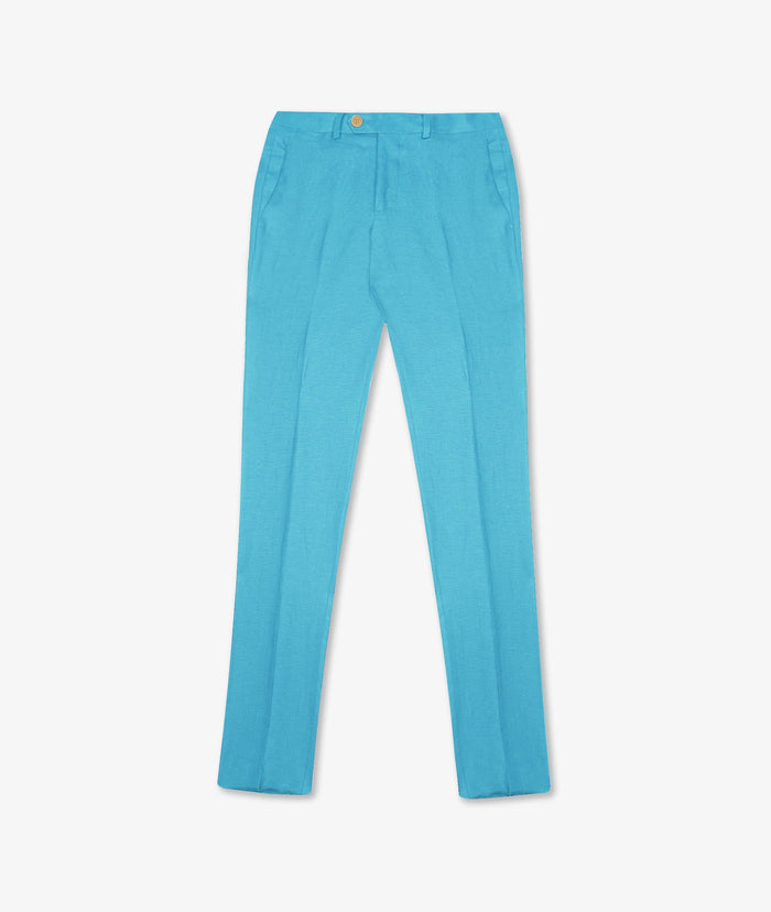 Linen Trousers Madeira Lightblue No Pinces