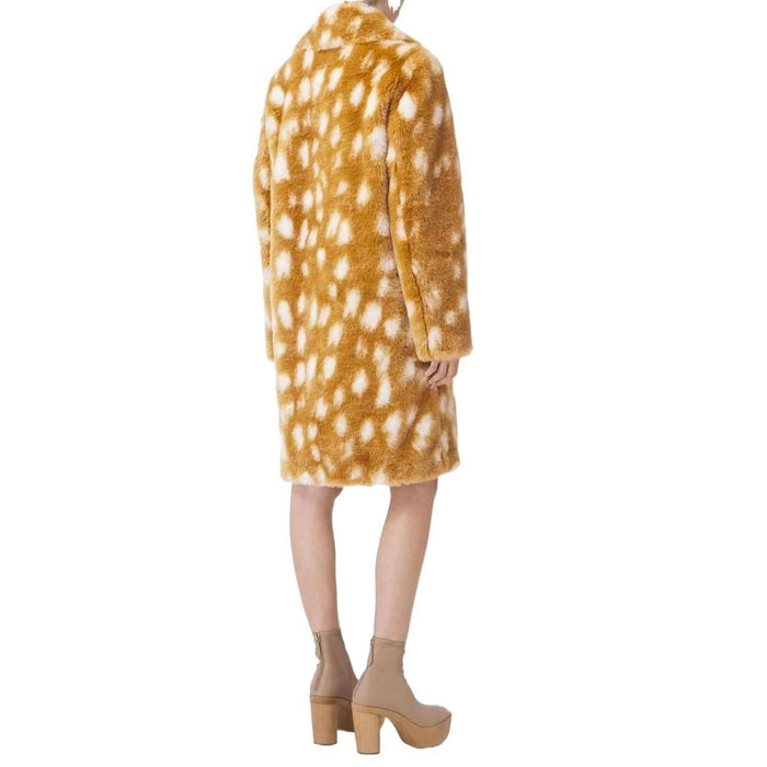 Faux Fur Coat Beige Lambskin