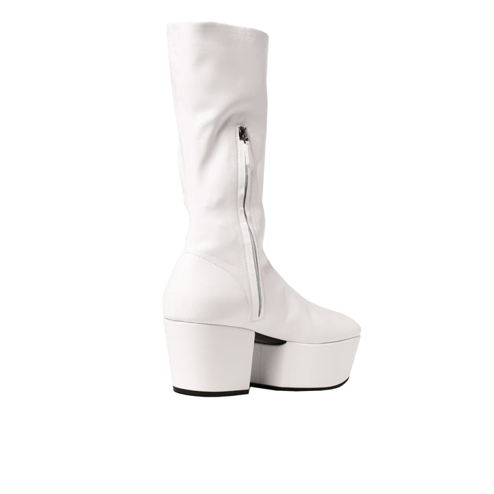 Platform Pull On Boots White Polyurethane