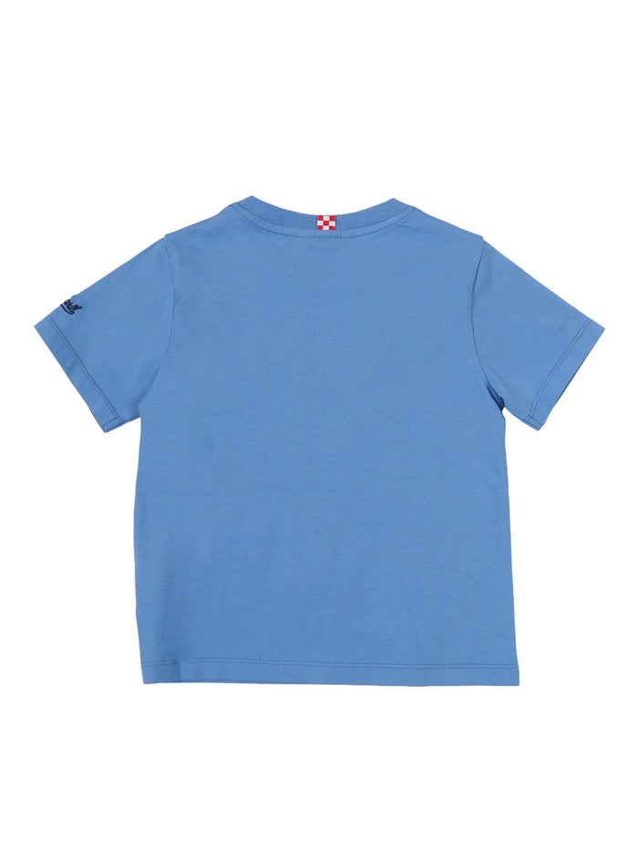 Denver Jr-Crabby 17m Patch Emb Light Blue Cotton Short Sleeves T-shirt