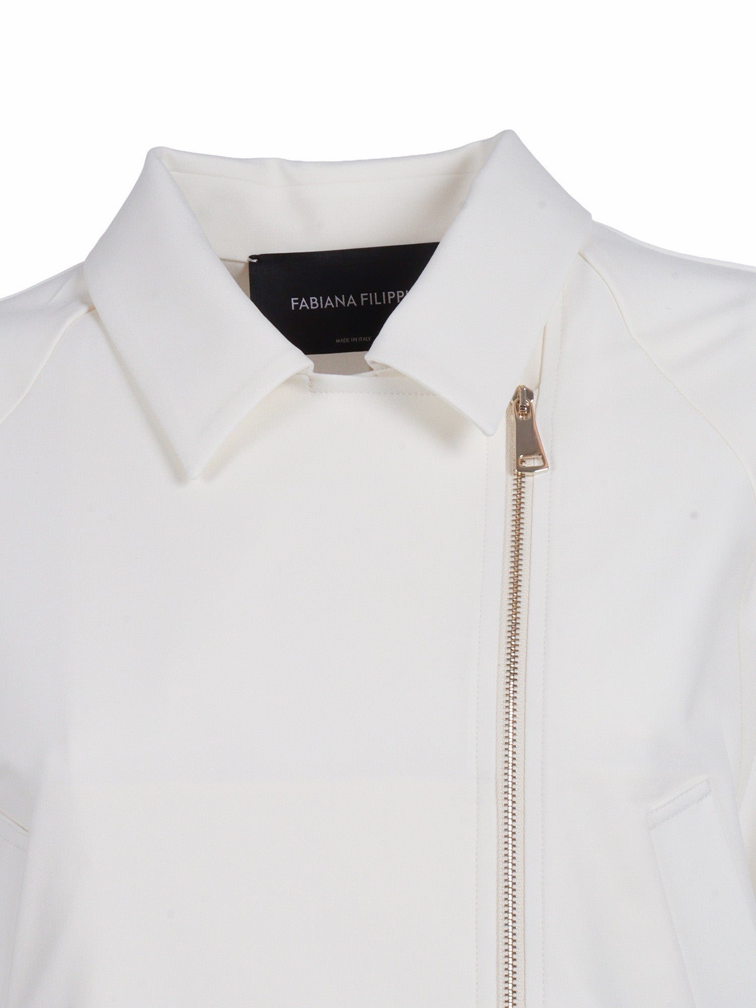 TECH WOOL SHORT SLEEVE BOMBER White Polyester Viscose Elastane Jacket