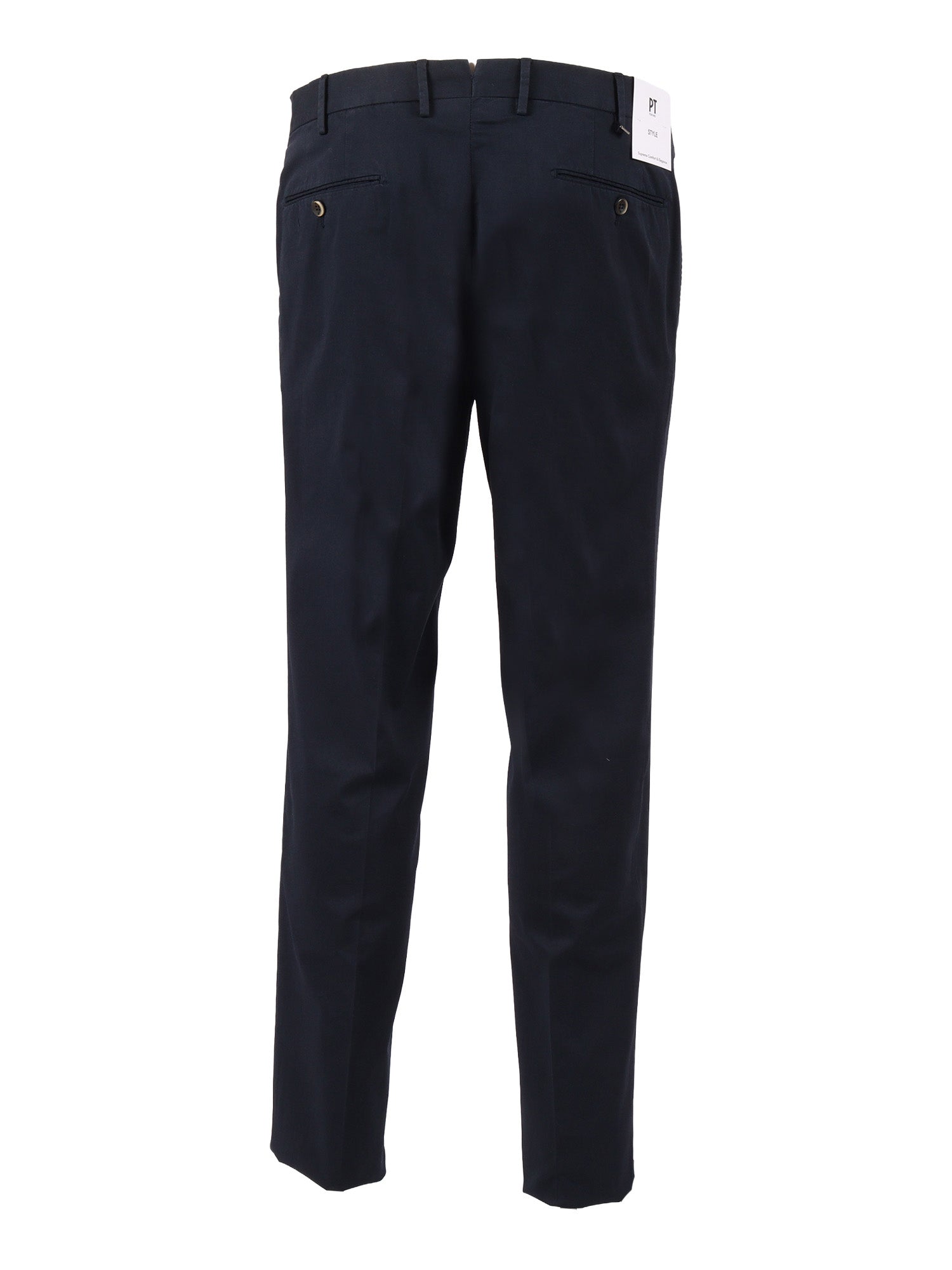 SLIM, Flat Front, Diagonal Pockets, Unfinished B. Blue Cotton Elastane Pant