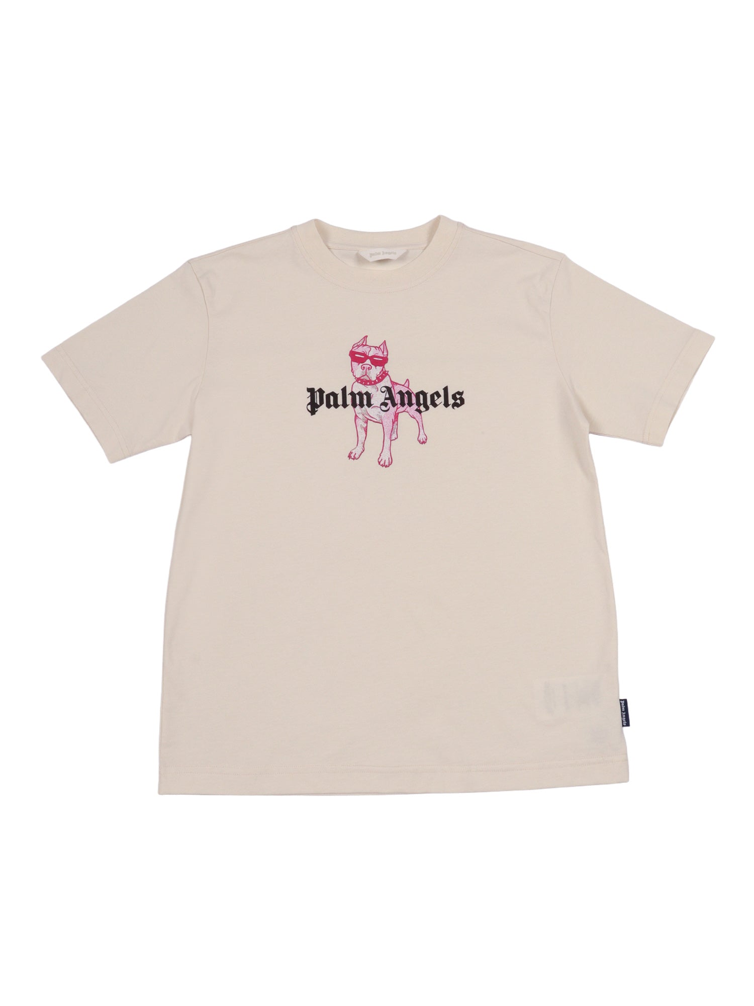 Palm Dog Reg T-Shirt S-S Girl Beige Cotton Short Sleeves