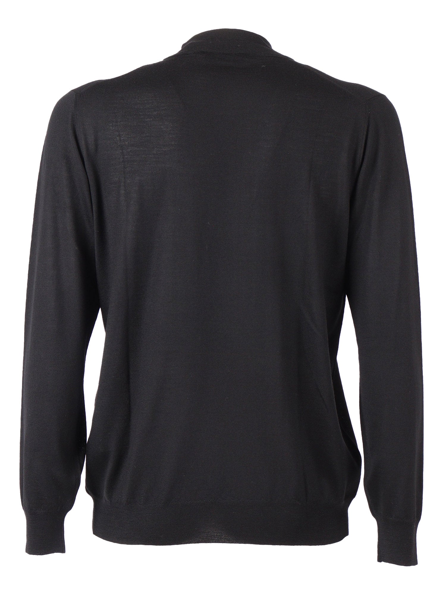 Mock-Neck L-S Knitted Sweater Man Black Virgin Wool Crewneck