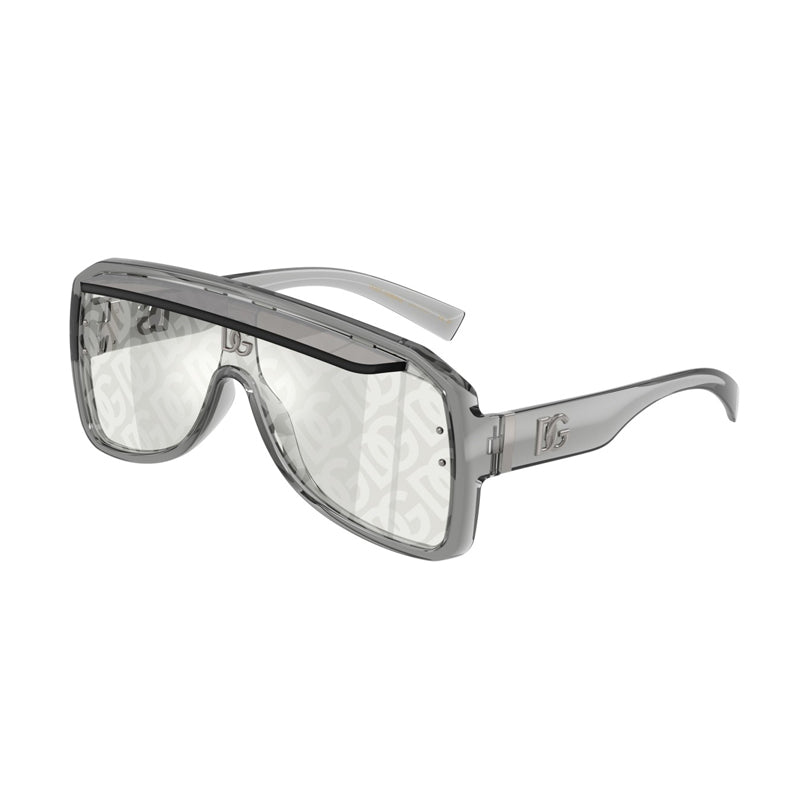 Dolce & Gabbana Sunglasses Square Full Rim, Transparent Grey Frame And Light With Gg Pattern Mirror Lens Dg62053160al Brown