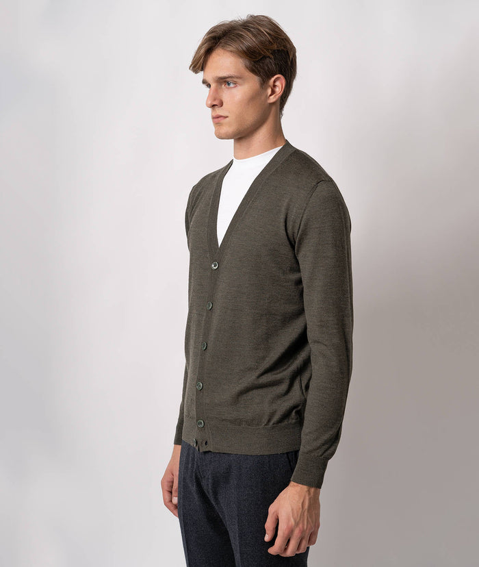 Merino Wool Cardigan Siberia Navy Knitwear