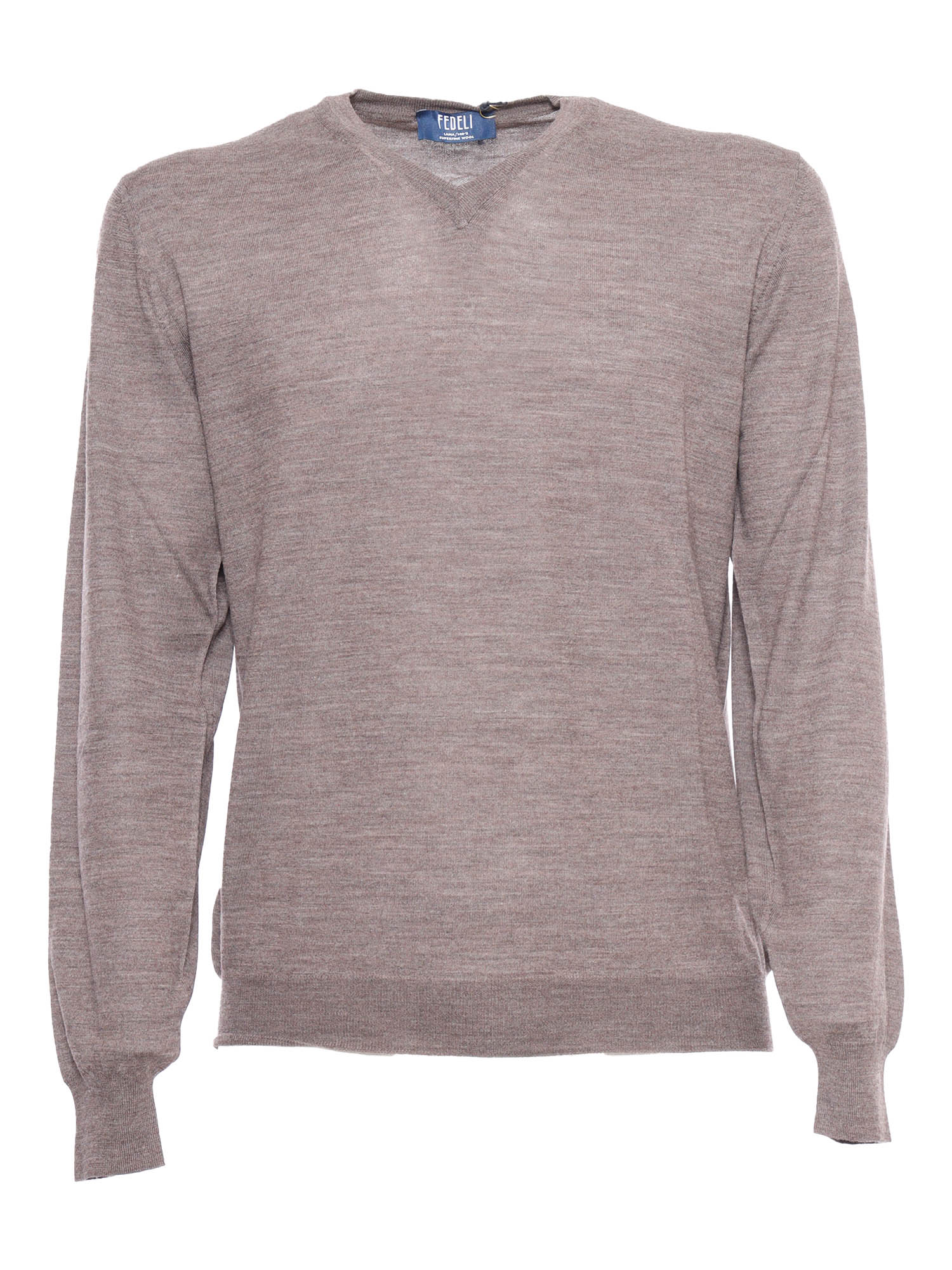 V-Neck Pullover Beige Virgin Wool V Neck