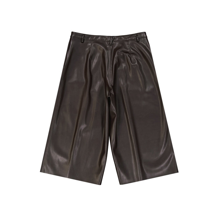 Blanca Vita Faux Leather Shorts Brown Polyurethane