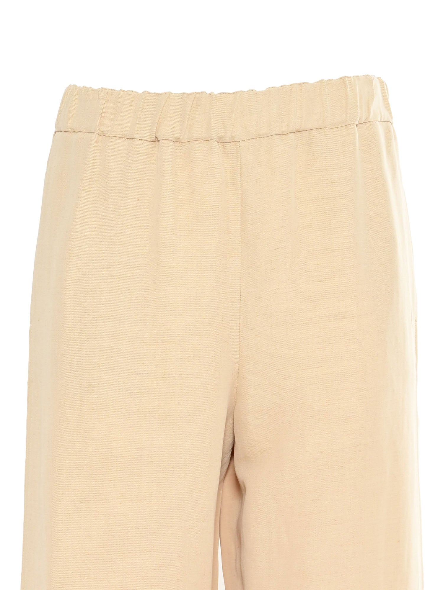 VISCOSE LINEN JOGGING TROUSERS Beige Pant
