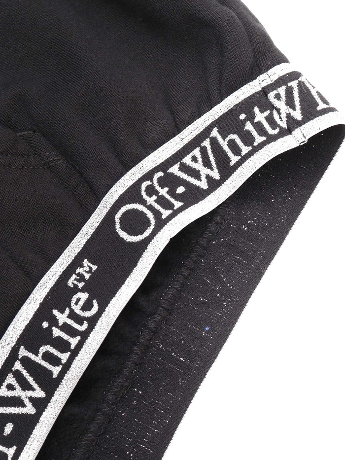 Bookish Logoband Hoodie Crop Black - Whi Sweatshirt