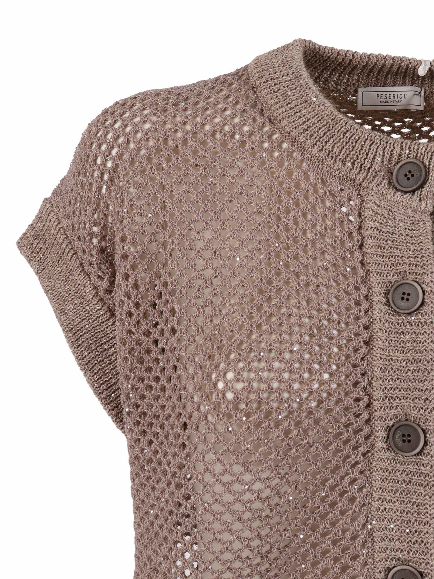 KNITTED WAISTCOAT Brown Linen Polyamide Cotton Vest
