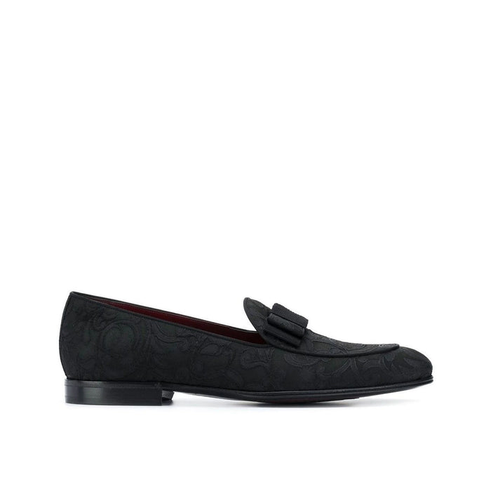 Baroque Jacquard Loafers Black Fabric