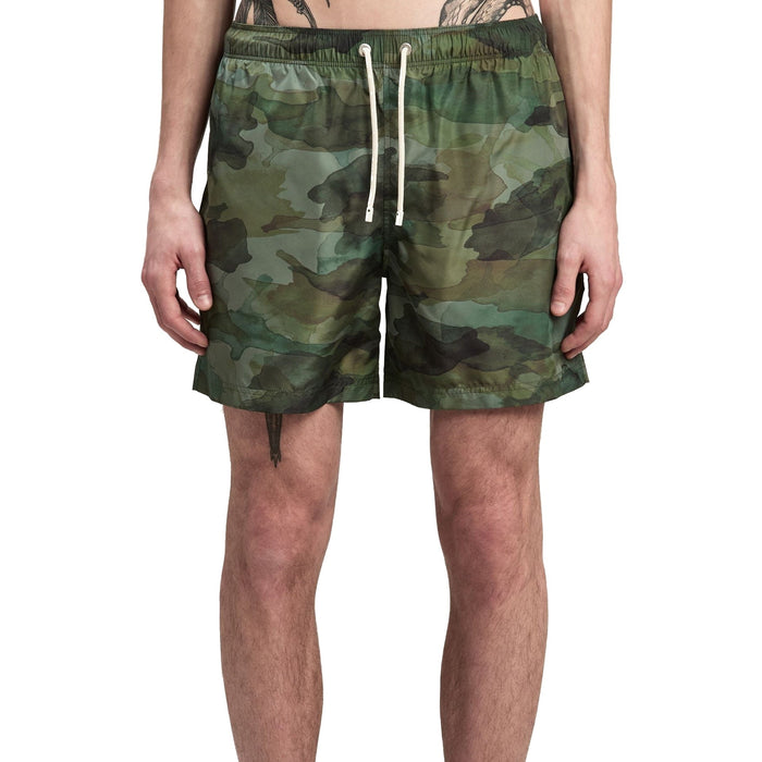 Camouflage Swim Shorts Green Polyester