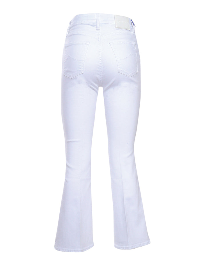 PANT 5T CROP.FLARE H-WAIST VICTORIA White 5 Pockets