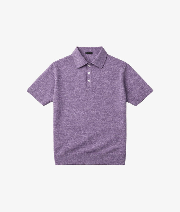 Radama Linend And Cotton Polo Shirt Purple Knitwear