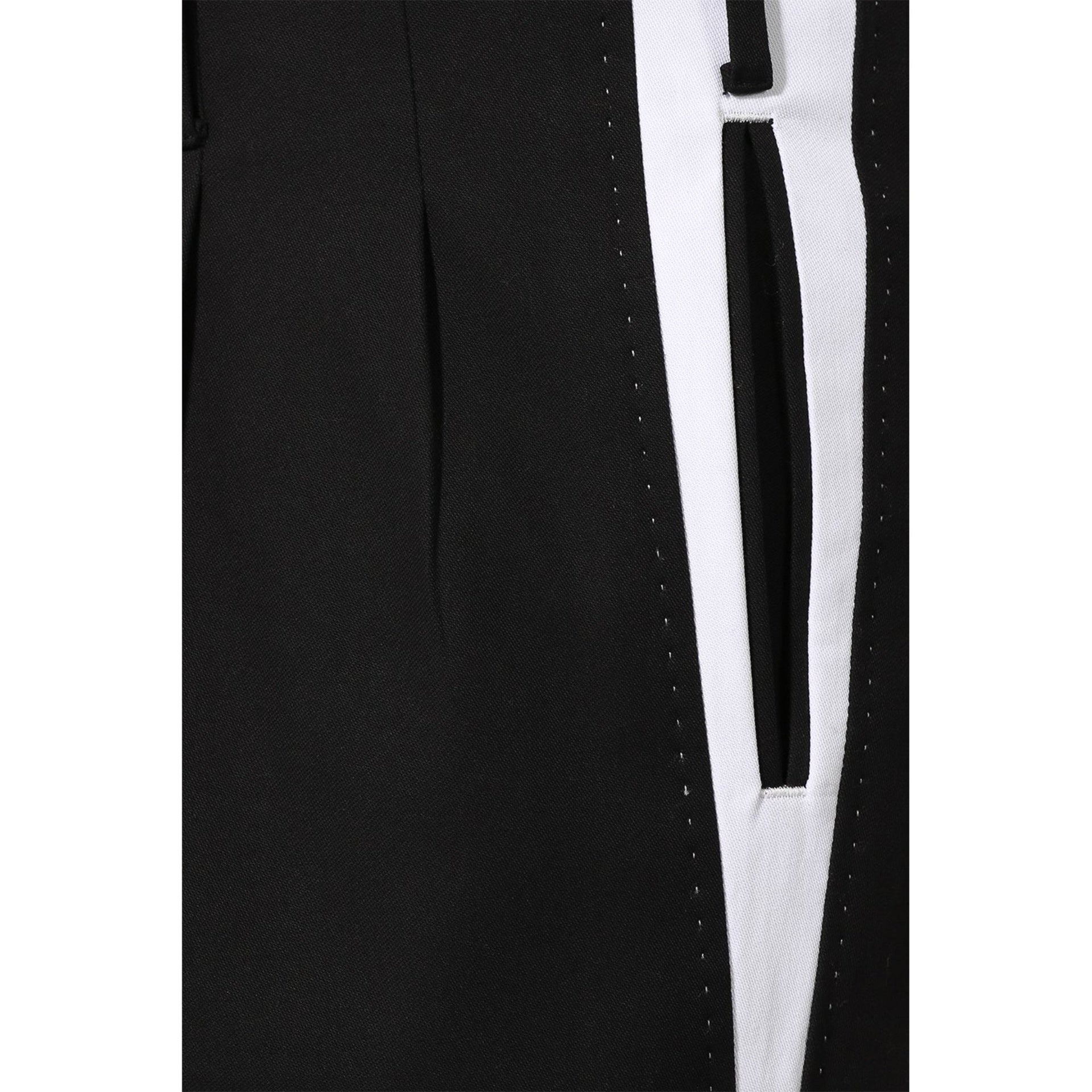 Side Stripe Pleat Trousers Black Cotton Elastane