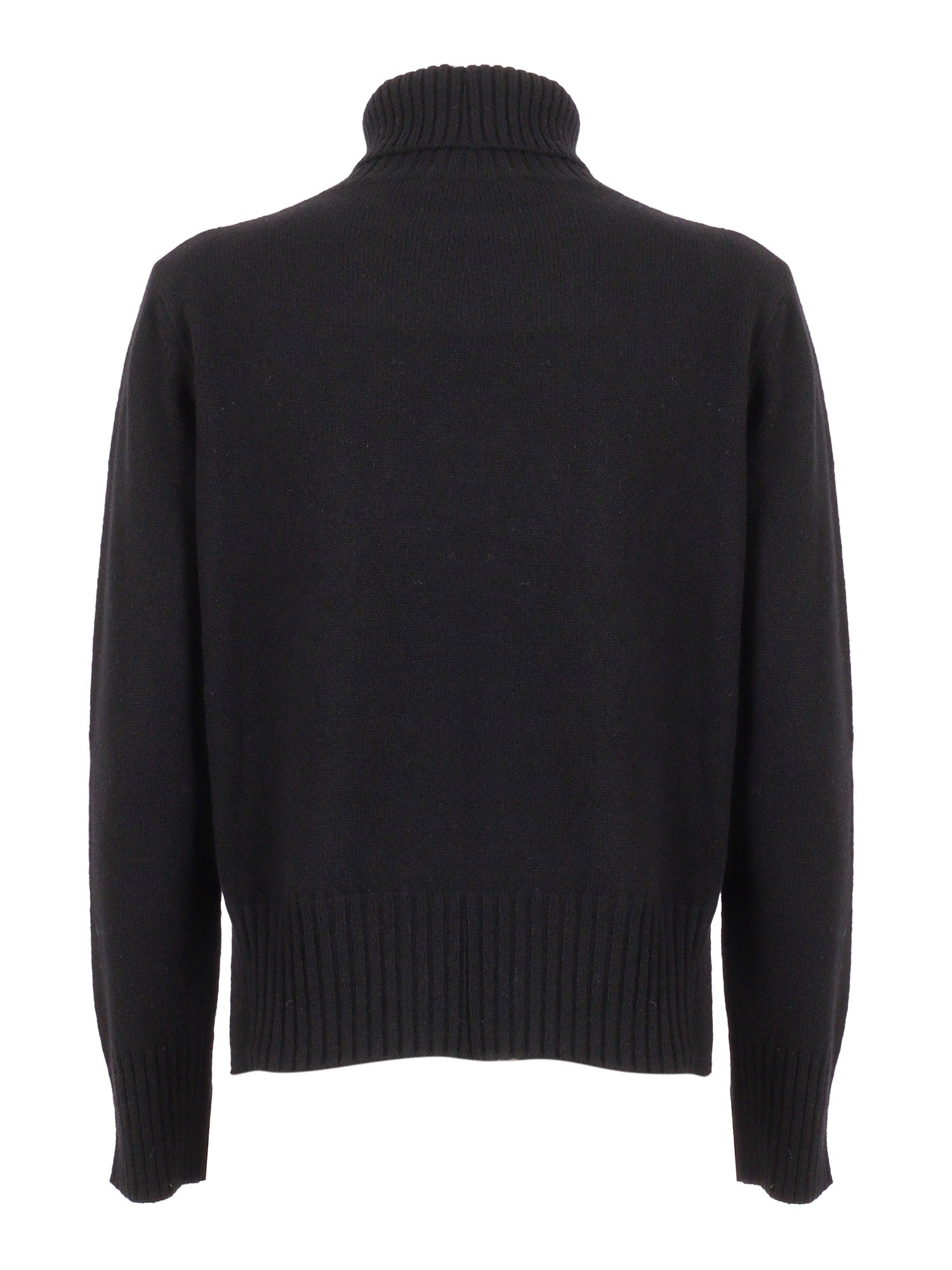 Regular Fit Turtleneck Sweater Black Cashmere Wool