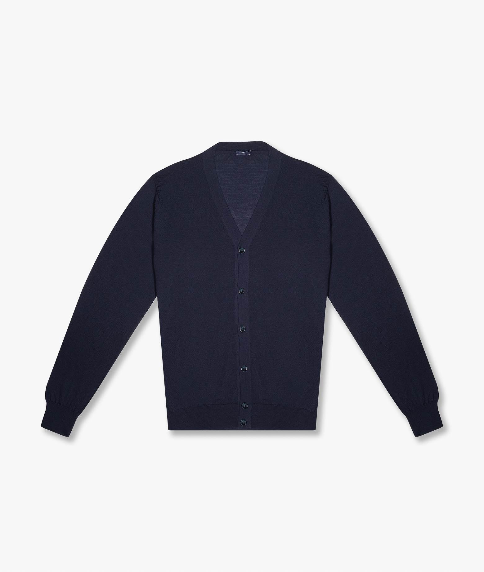 Merino Wool Cardigan Navy Basic Light Kintwear