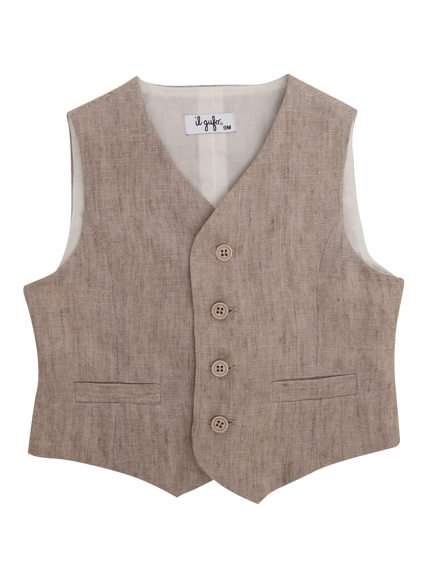 Gilet da bambino Beige Linen Lining Cotton Vest