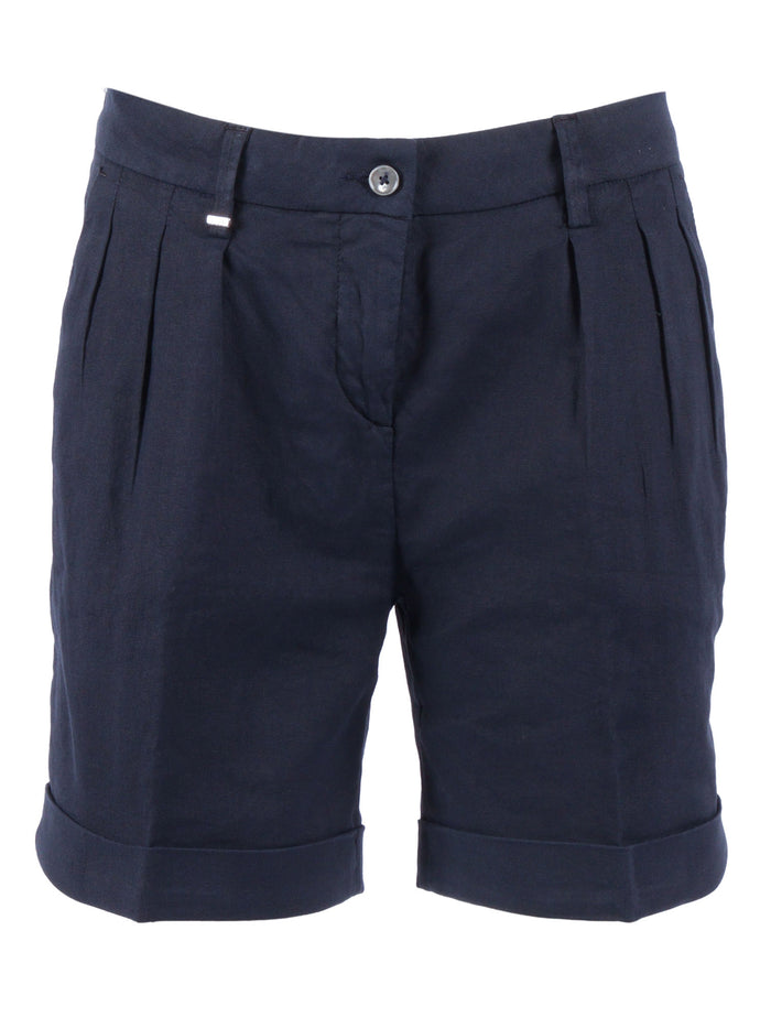 CHINO SHORTS Blue Linen Cotton Elastane Bermuda
