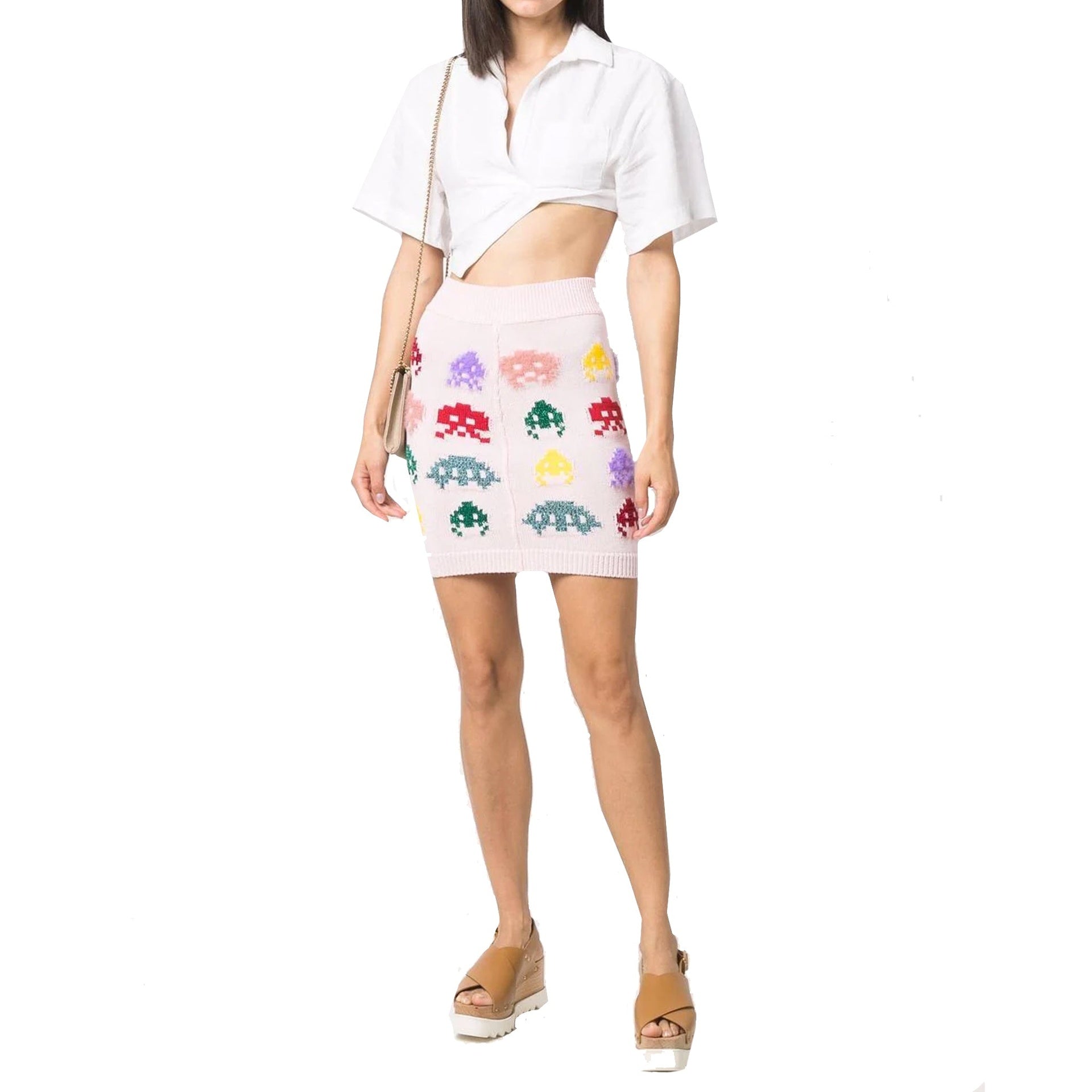 Stella Mccartney Gamer Knit Skirt Pink Cotton Polyamide Wool