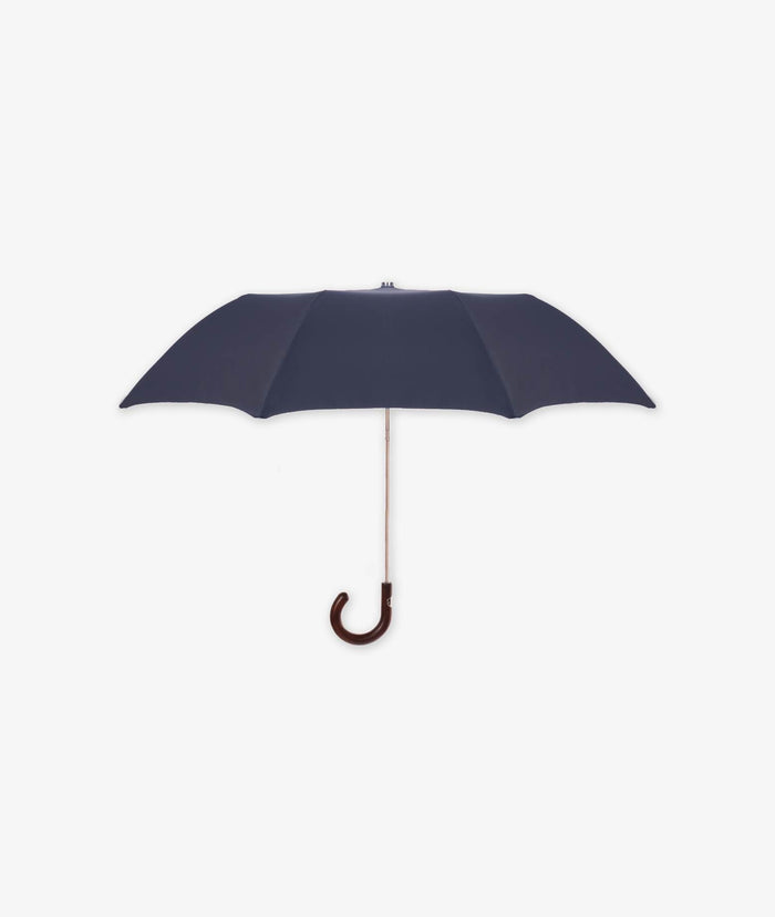Folding Umbrella Navy Maple Handle