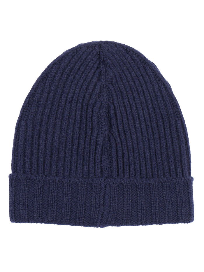 Ribbed Cap Blue Virgin Wool Hat