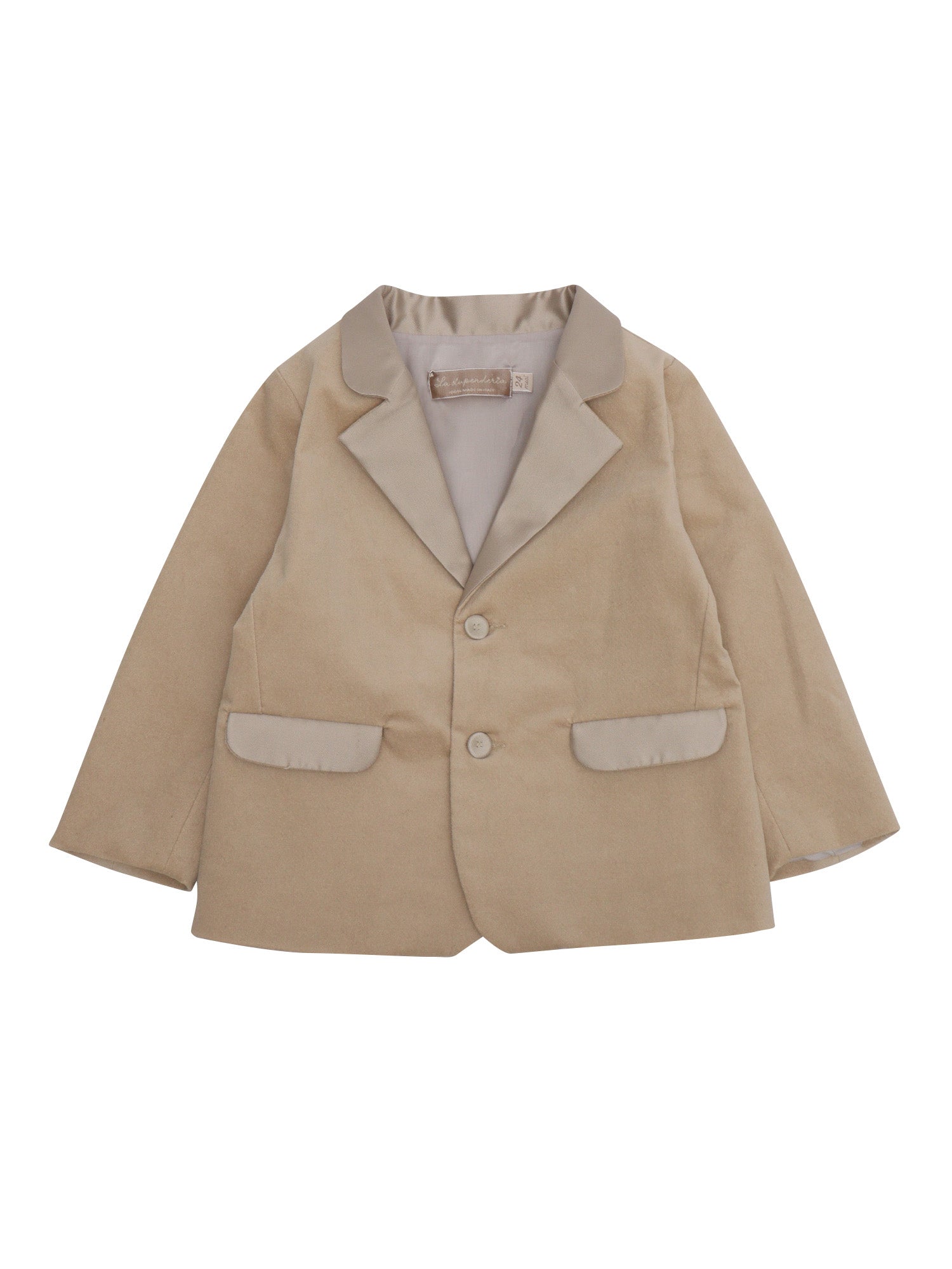 Single-Breasted Jacket Beige Cotton Elastane