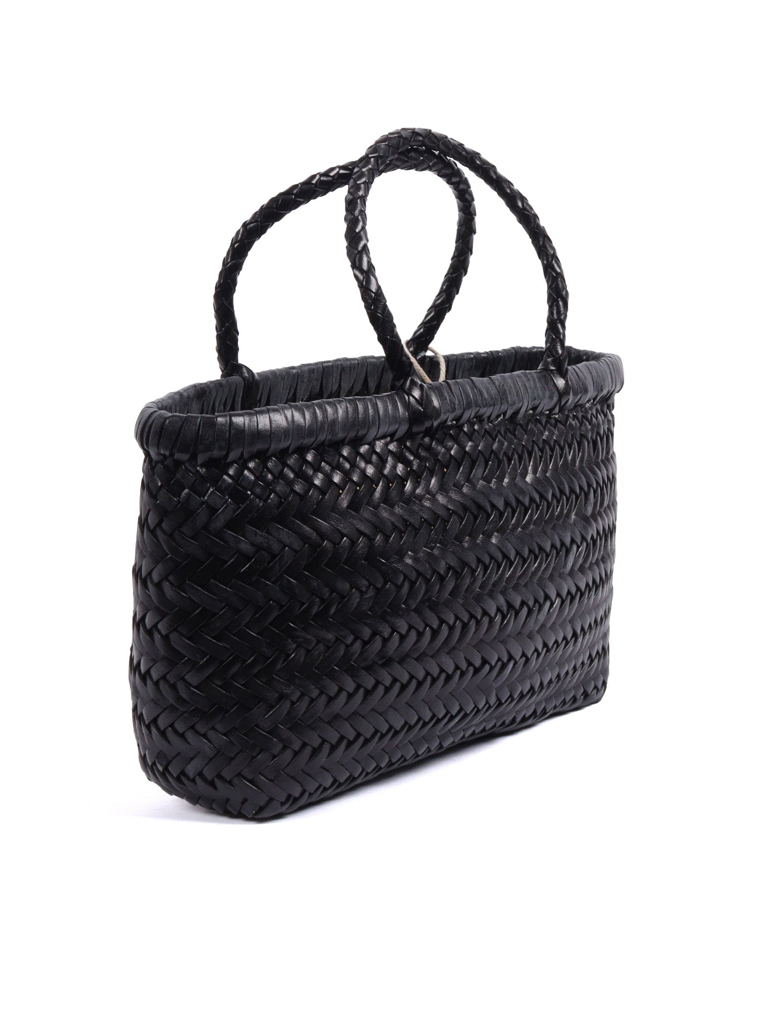 MINI FLAT GORA BASKET Black Calf Leather Handbag