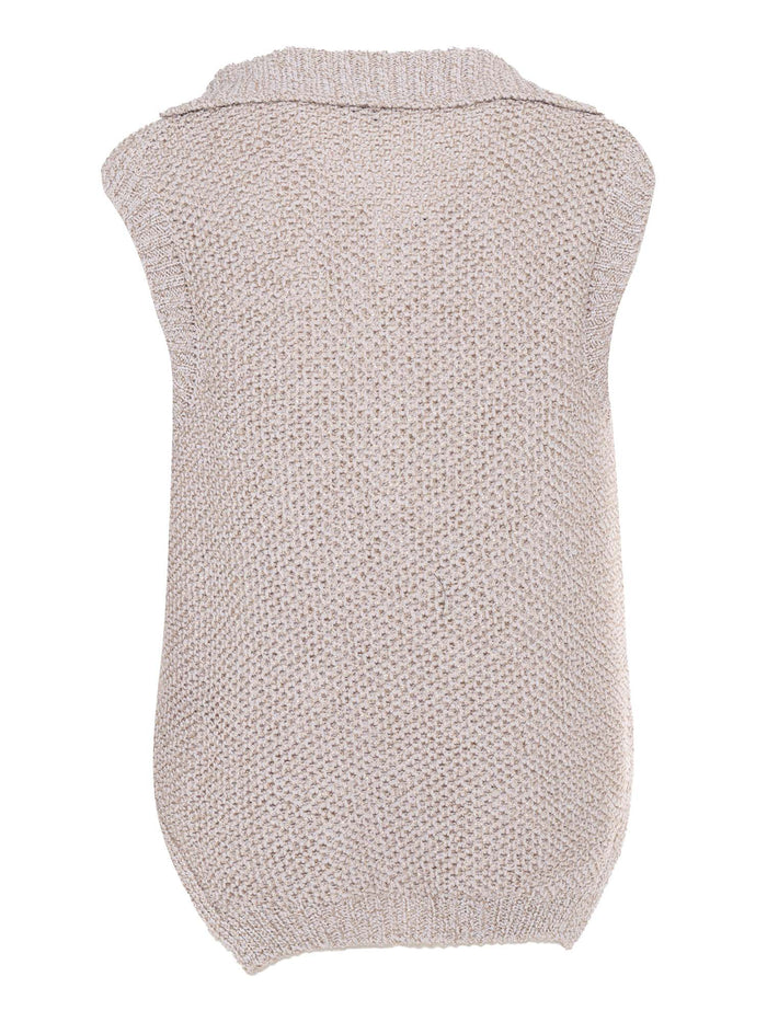 KNITTED VEST Beige Polyester Cotton