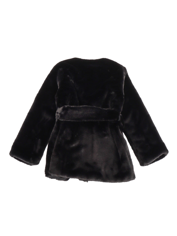 Belted Eco-Fur Jacket Black Ecofur