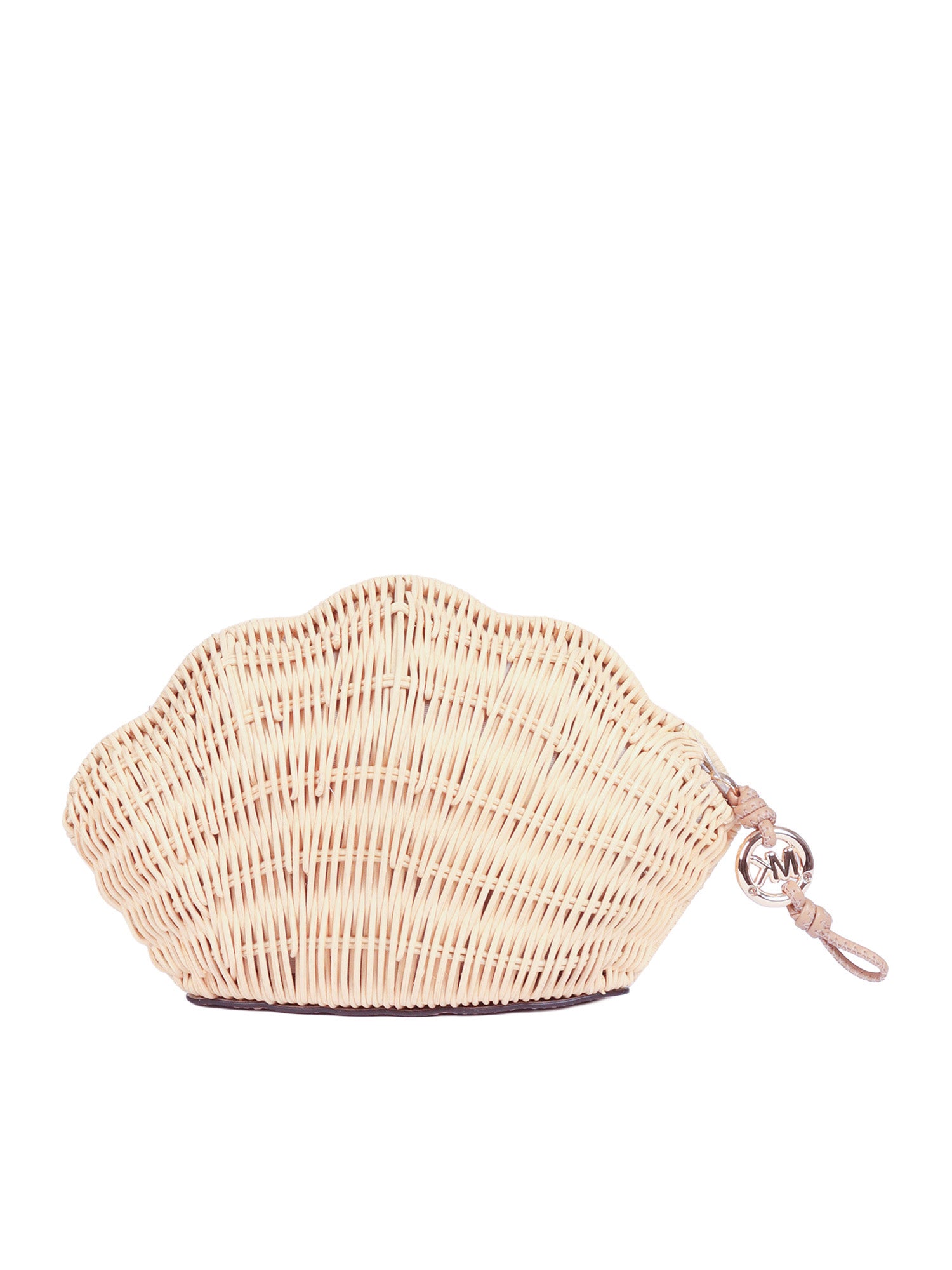 Sm Shell Clutch Beige Rattan Handbag