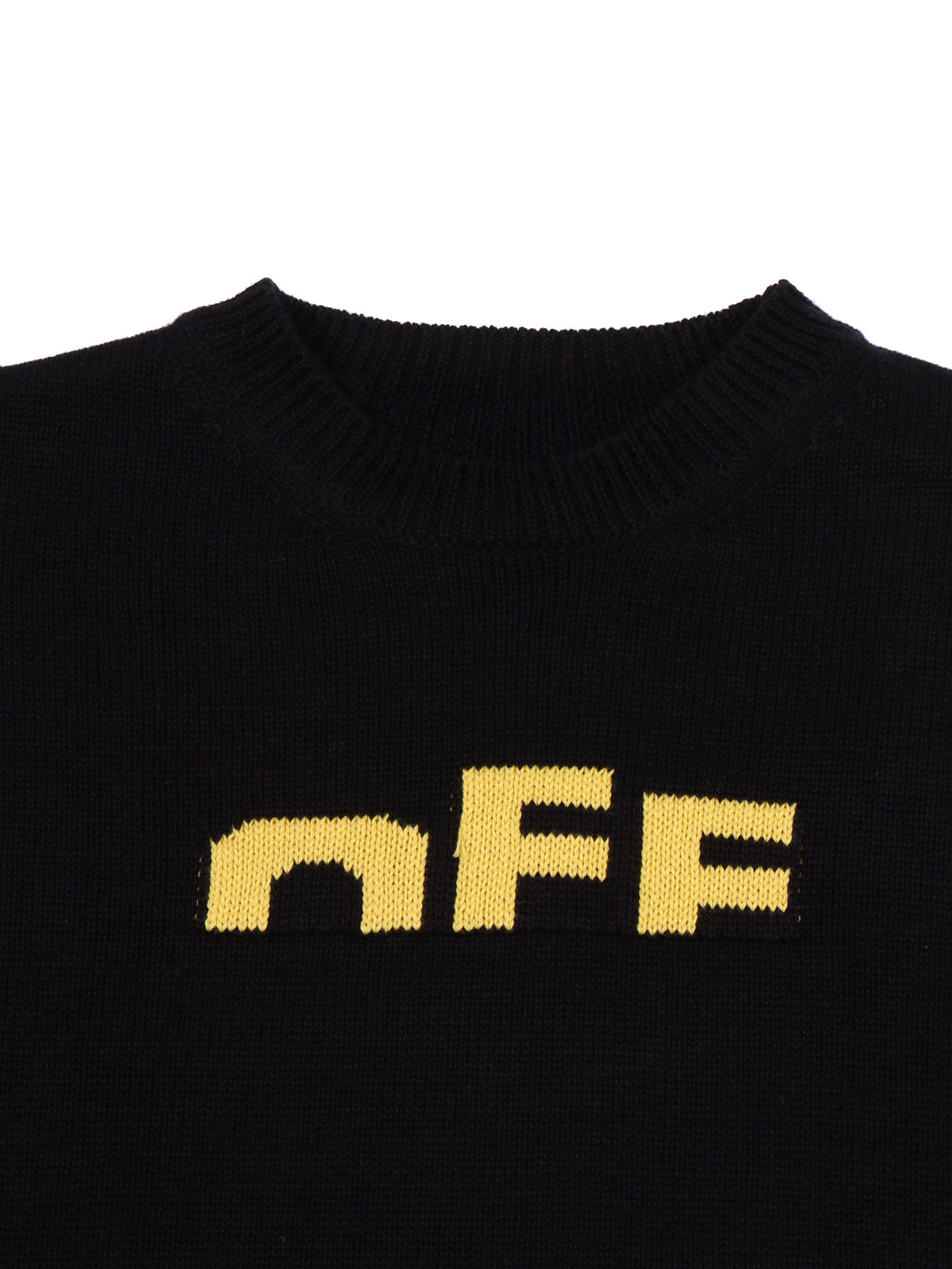 Type Logo Knit Crew Black - Yellow Cotton Sweatshirt