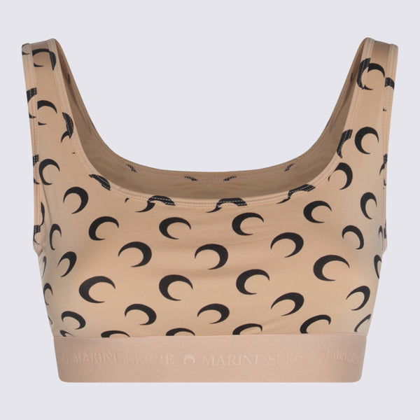 Marine Serre 88% Nylon tank top in tan