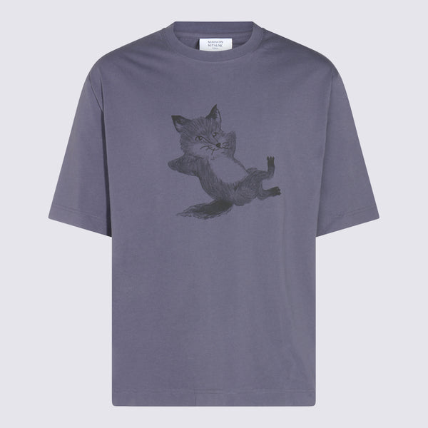 Maison Kitsune' 100% Cotton t-shirt in purple