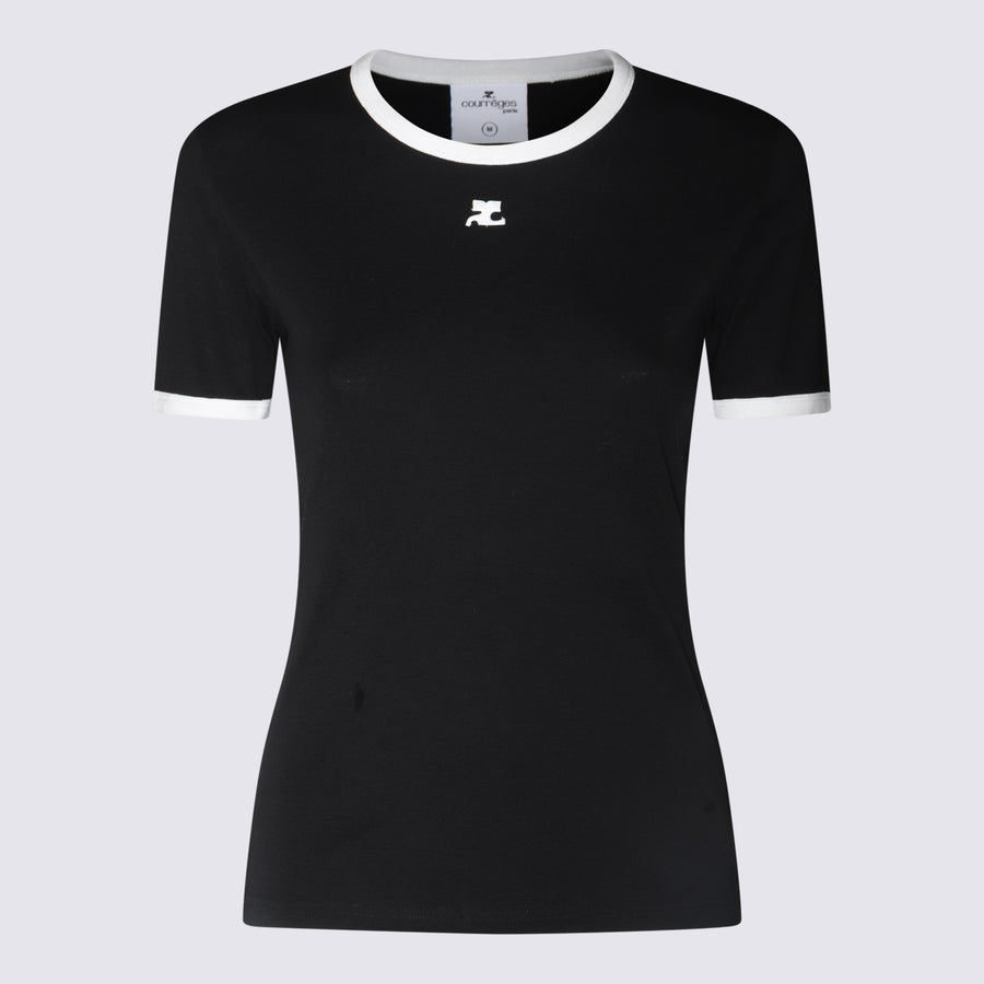 Courreges 100% Cotton t-shirt in black