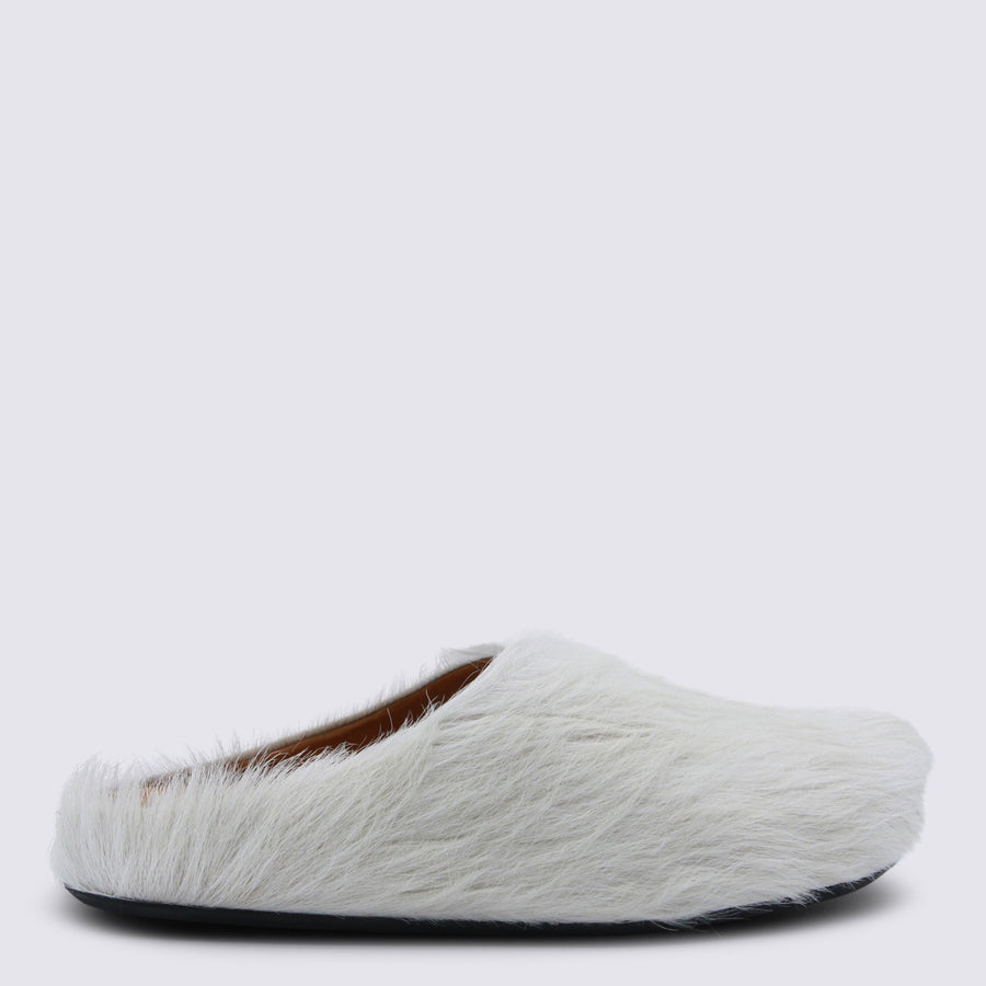 Marni Faux fur upper slipper in white