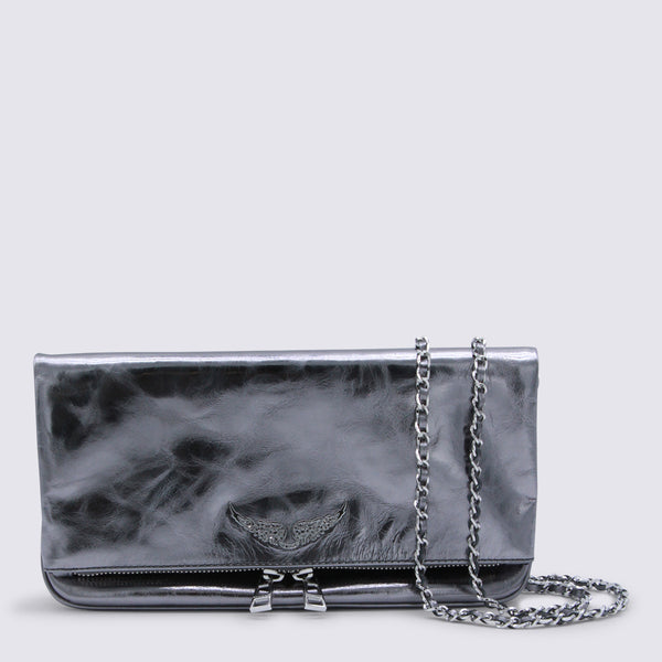 Zadig & Voltaire 100% leather clutch in gray