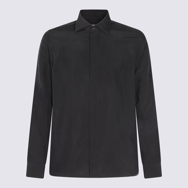Canali 100% Silk shirt in black