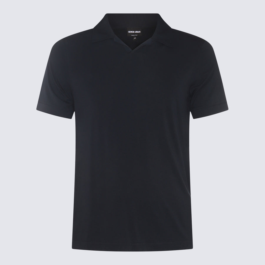 Giorgio Armani 90% Viscose polo in navy