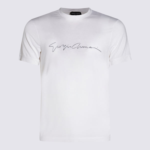 Giorgio Armani 90% Viscose t-shirt in white