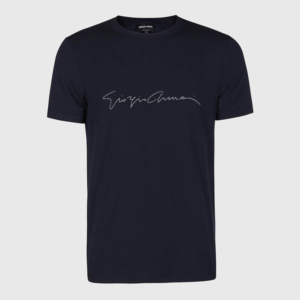 Giorgio Armani 90% Viscose t-shirt in navy