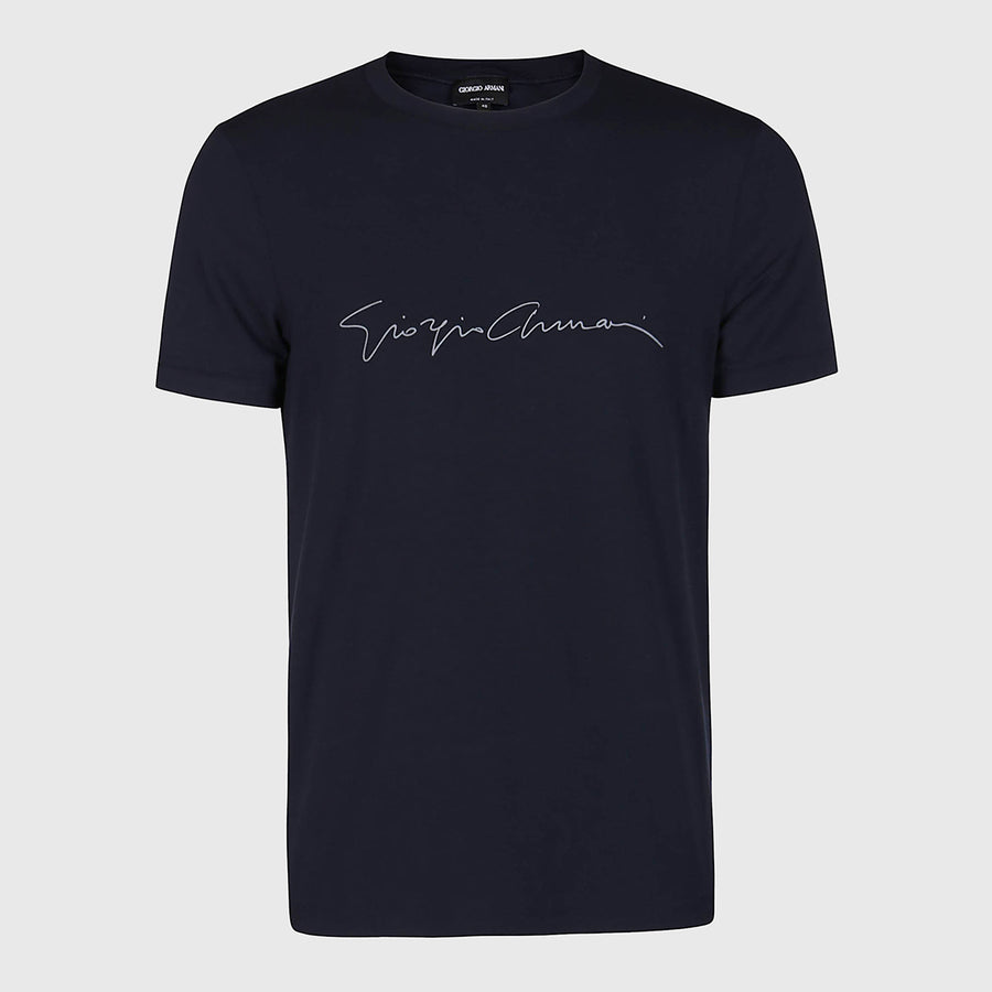 Giorgio Armani 90% Viscose t-shirt in navy