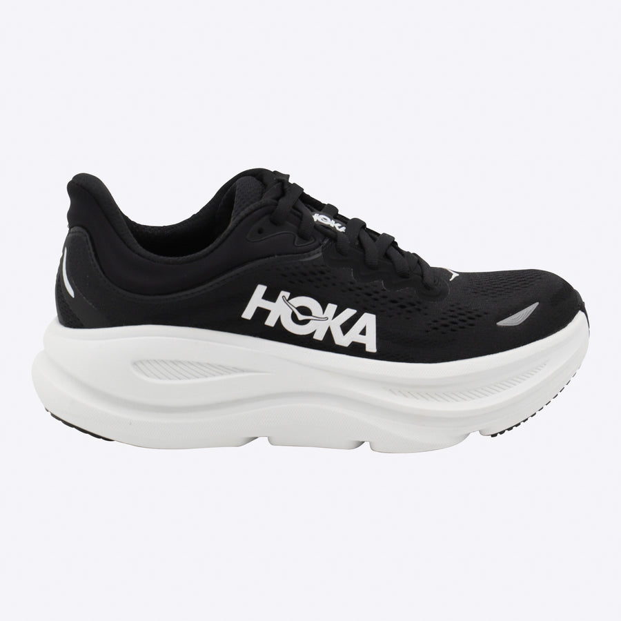 Hoka One One Mesh and synthetic upper with textile covering sneaker in black