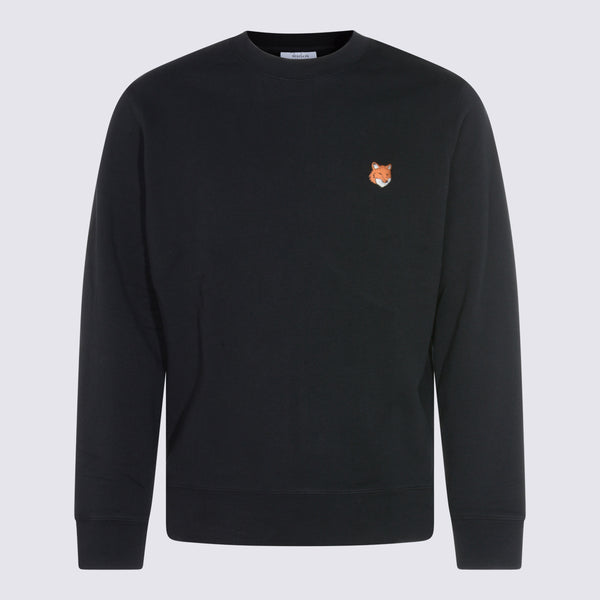 Maison Kitsune' 100% cotton sweater in black