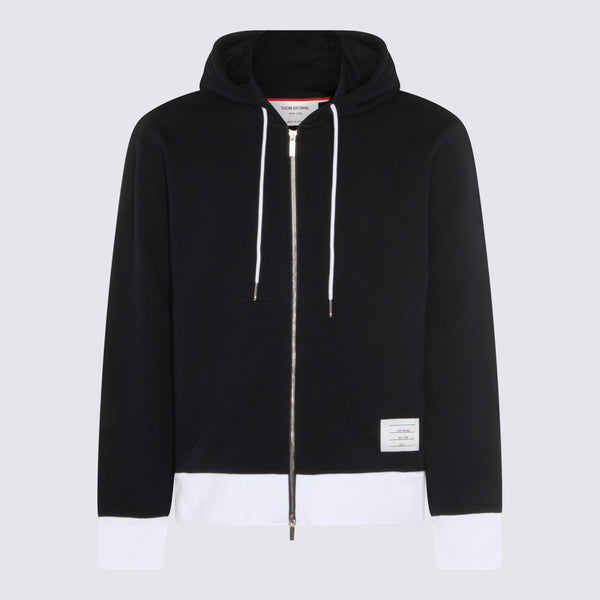 Thom Browne 100% cotton hoodie in navy