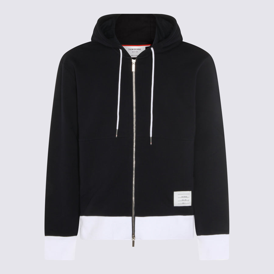 Thom Browne 100% cotton hoodie in navy