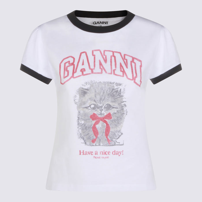 GANNI T-shirts and Polos White _100 % Co