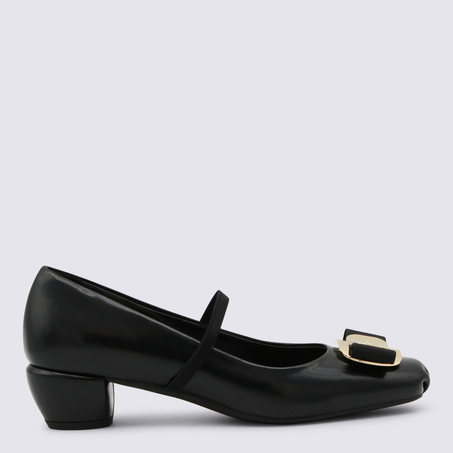 Ferragamo Leather mary-jane heel in black